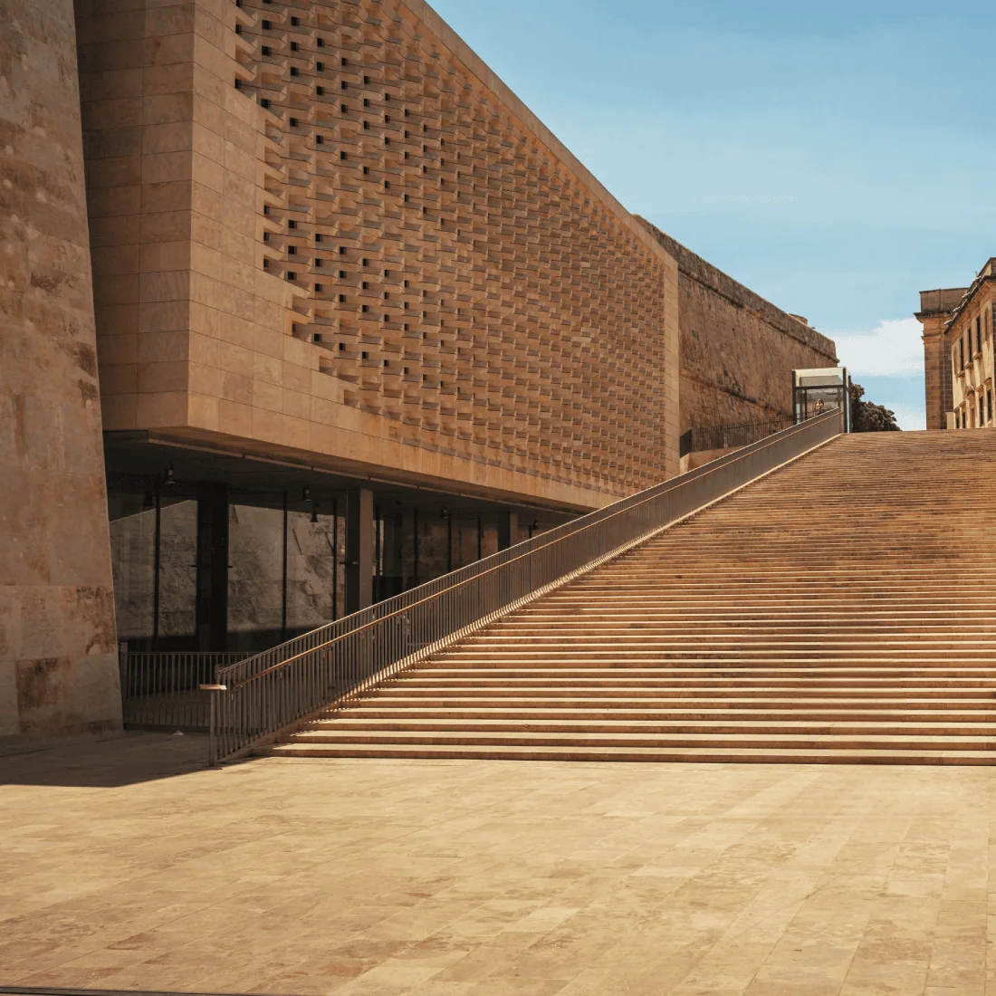 ParliamentSideStepsArchitecture A shot of Malta's partliament's side, at the entrance of Valletta