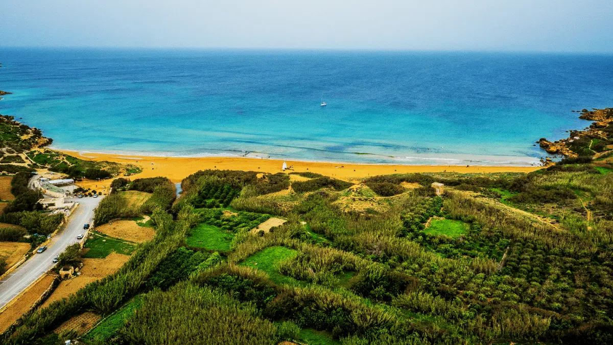 RamlalHamra An aerial shot of Ramla l-Hamra in Gozo