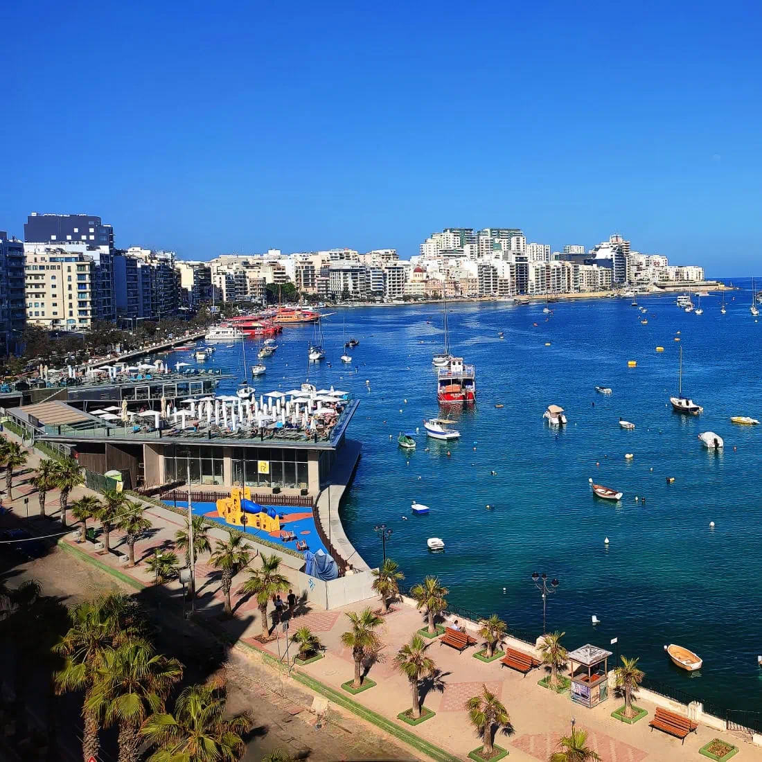 Gzira Promenade An aerial shot of the Gzira promenade. A prime location for a high end Malta stay.
