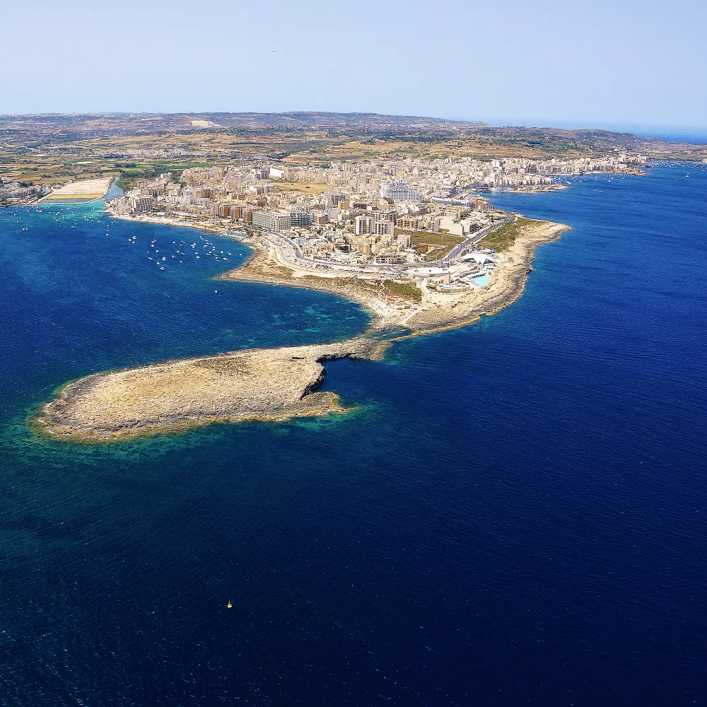 Qawra Aerial View An aerial shot of the Qawra & Bugibba shoreline.