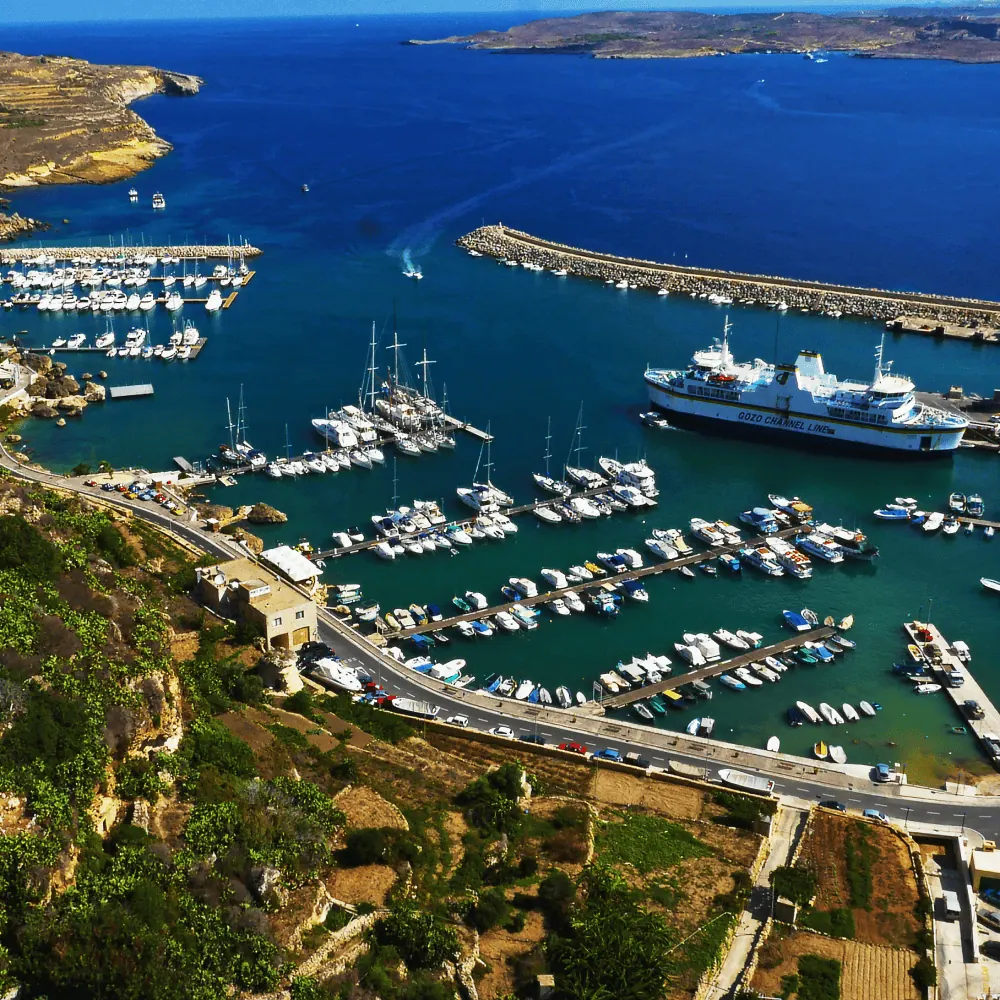 Mgarr Harbour Gozo Aerial View A shot of Mgarr harbour in Gozo